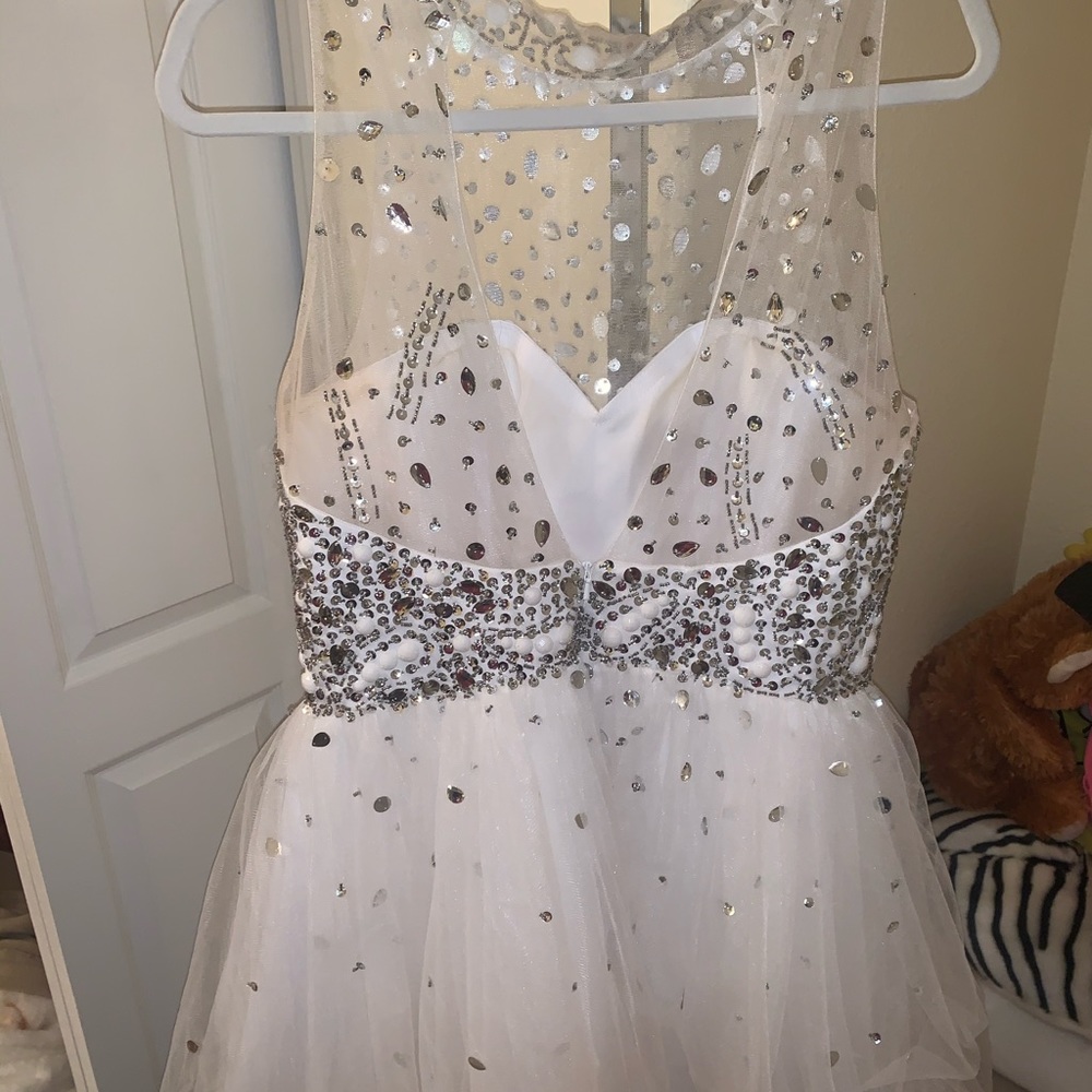 White Midi Dress with Silver Rhinestones